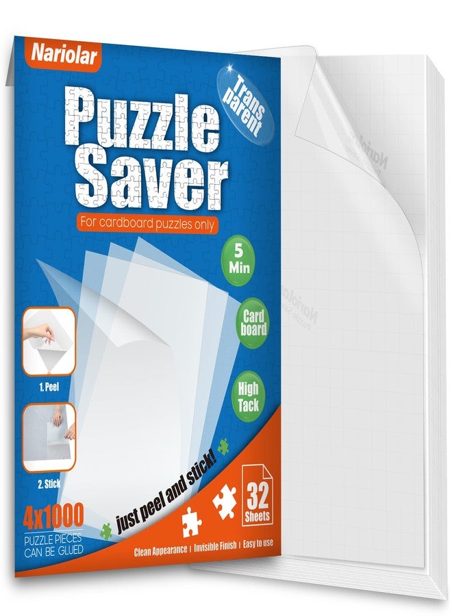 Nariolar Ultra-Adhesion Transparent Puzzle Glue Sheets, 32 Puzzle Saver Sheets for Preserving Up to 4x1000-Piece Jigsaws - Image 1